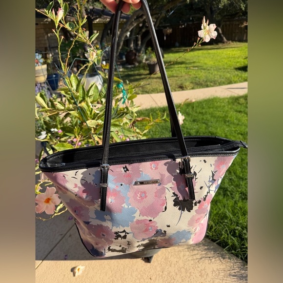 Nine West Floral Print Large Tote Bag – Pink, Purple & Blue - Picture 11 of 11
